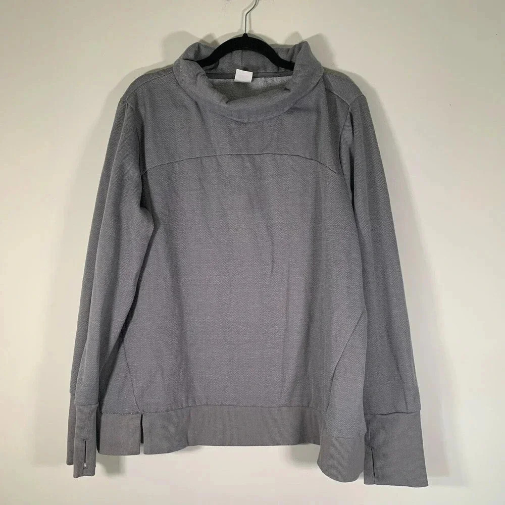Avia Sweater Women’s XL Grey Cowl Neck Fleece Lined Long Sleeve Pullover